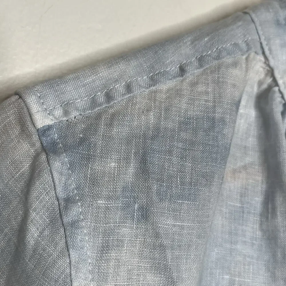 Gap Linen Tie Dye Shirt Blue Womens XS Watercolor Pastel Coastal Beach